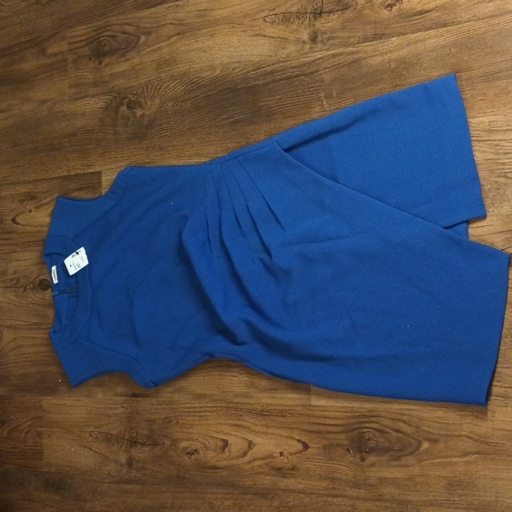 L'AGENCE Marine Blue Pleated Tank Asymmetrical Dress SSS